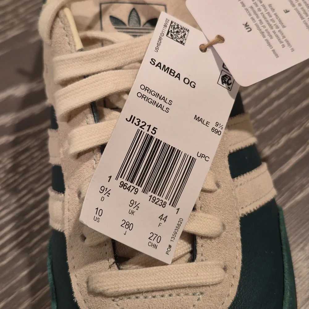 Adidas Samba OG Shoe Collegiate Green, Cream White, Men's Size 10 - Picture 4 of 11